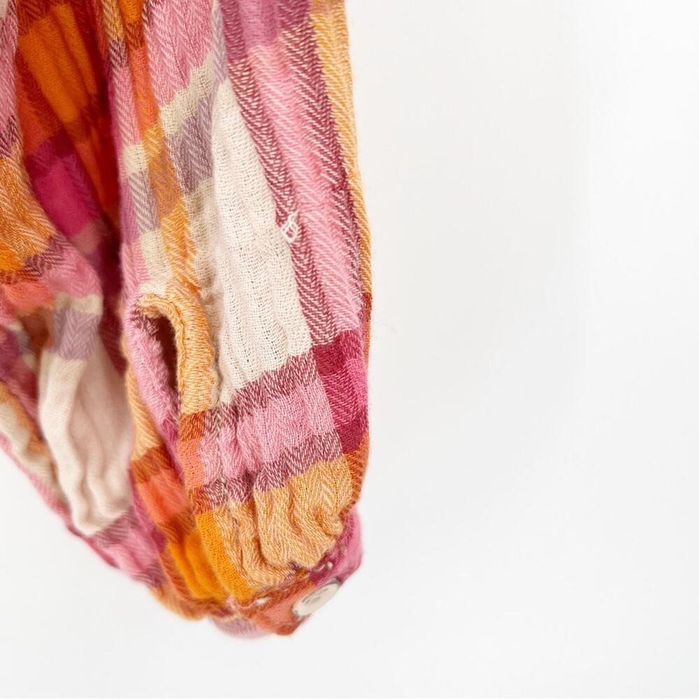 NWT Free People Women Sienna Plaid Ruffle Square Neck Blouse S - Picture 6 of 11